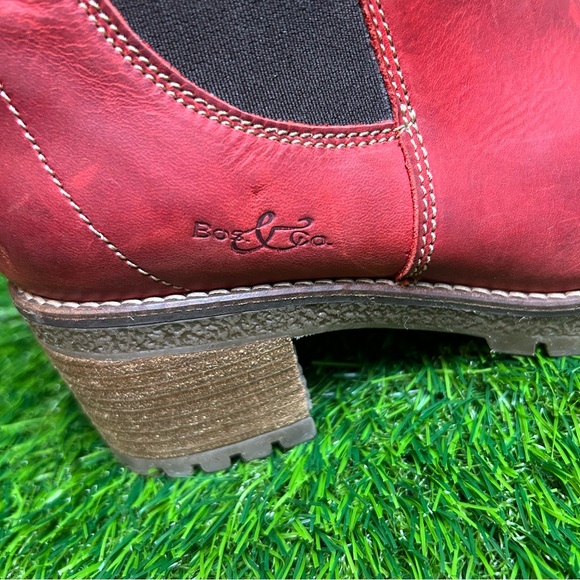 Bos. & Co Red Ankle Boots with Side Zipper - Picture 8 of 9
